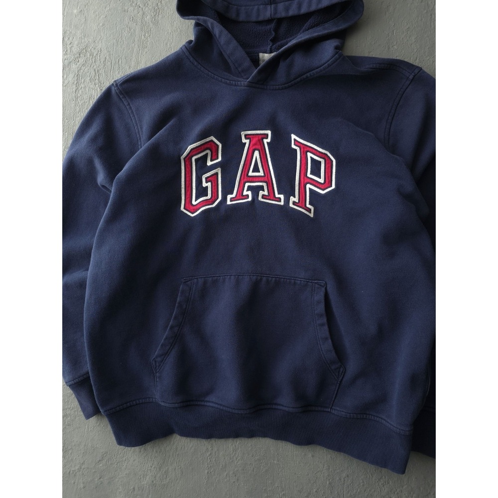 GAP Sweatshirt Hoodie Men's XL Navy Blue Spellout Logo Embroidered - Picture 3 of 9